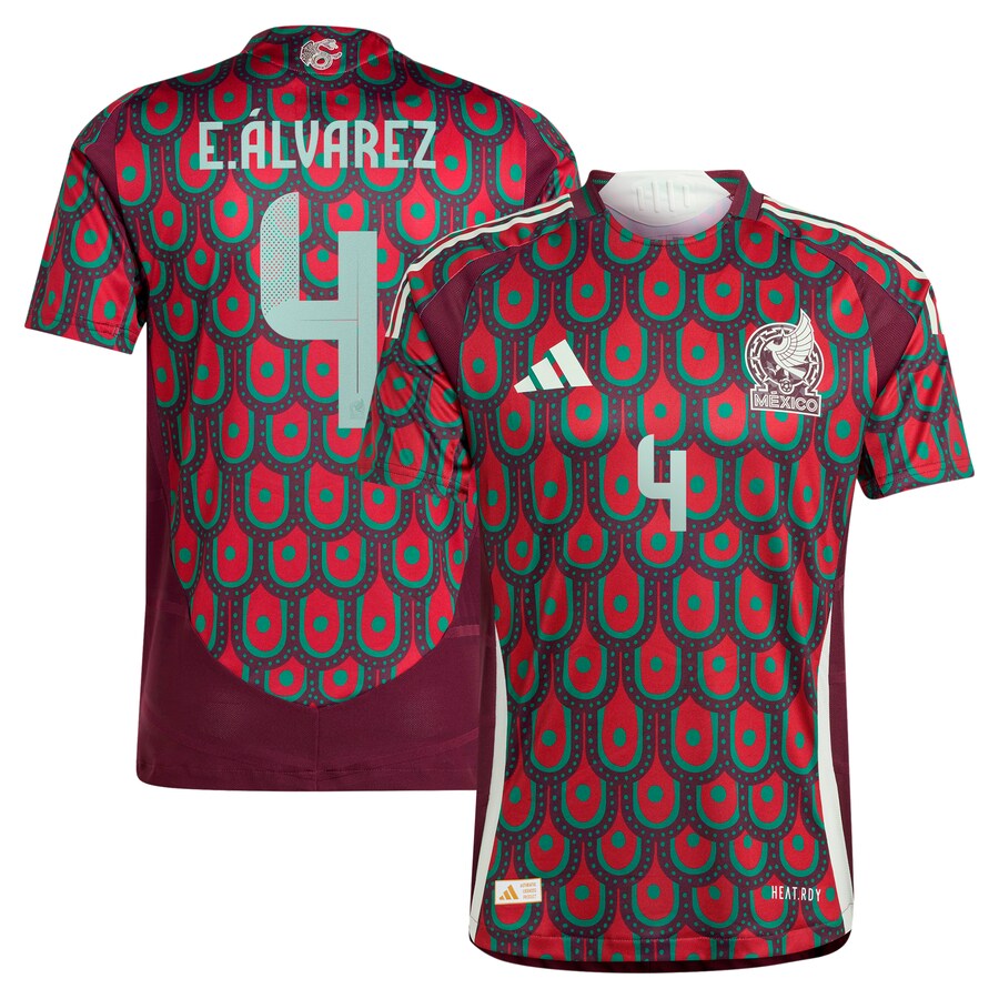 Men's Mexico National Team Edson Alvarez adidas Burgundy 2024 Home Authentic Player Jersey - U-jersey