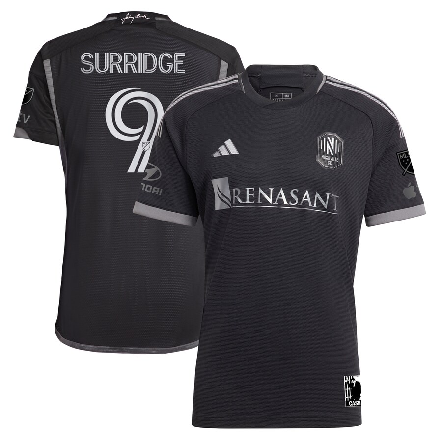 Men's Nashville SC Sam Surridge adidas Black 2023 Man In Black Kit Authentic Player Jersey - U-jersey