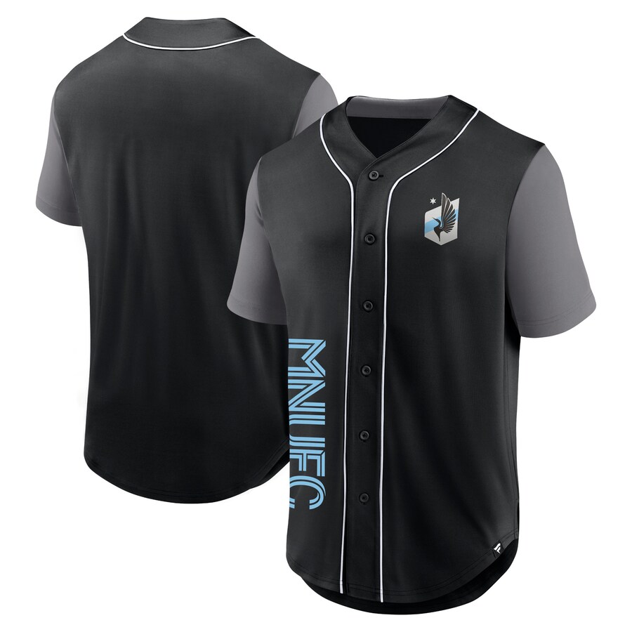 Men's Minnesota United FC Fanatics Black Balance Fashion Baseball Jersey - U-jersey