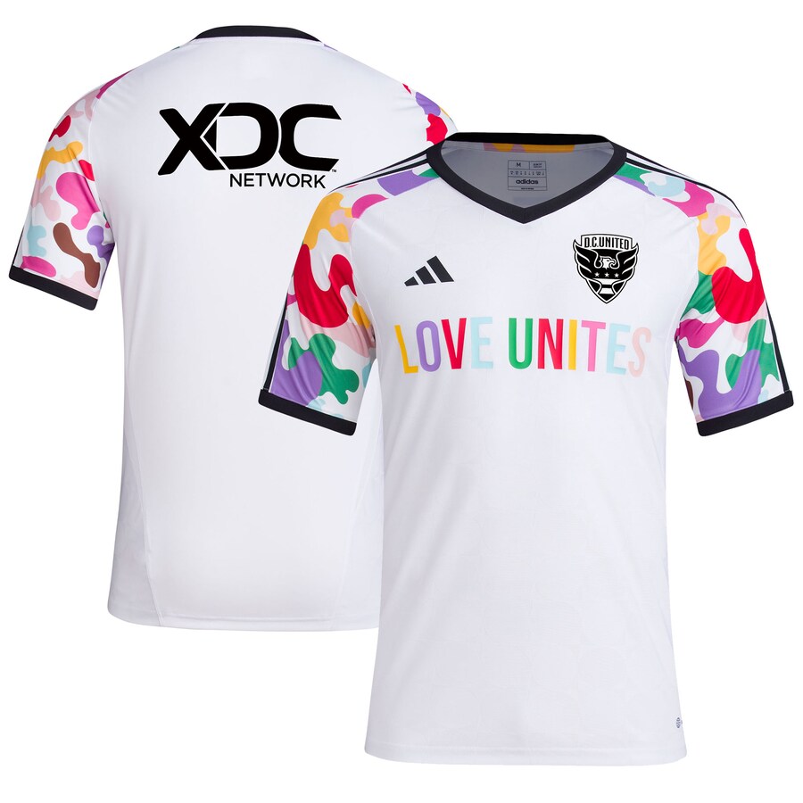 Men's D.C. United  adidas White 2023 Pride Pre-Match Top - U-jersey