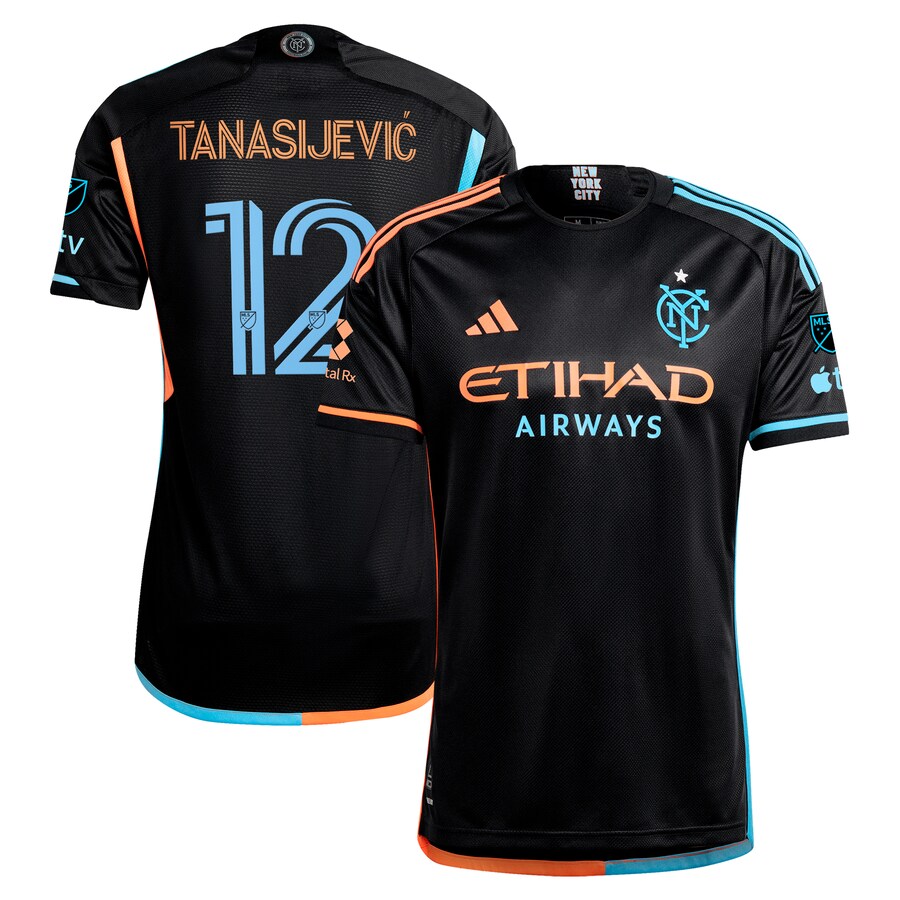 Men's New York City FC Strahinja Tanasijevic adidas Black 2024 24/7 Kit Authentic Player Jersey - U-jersey