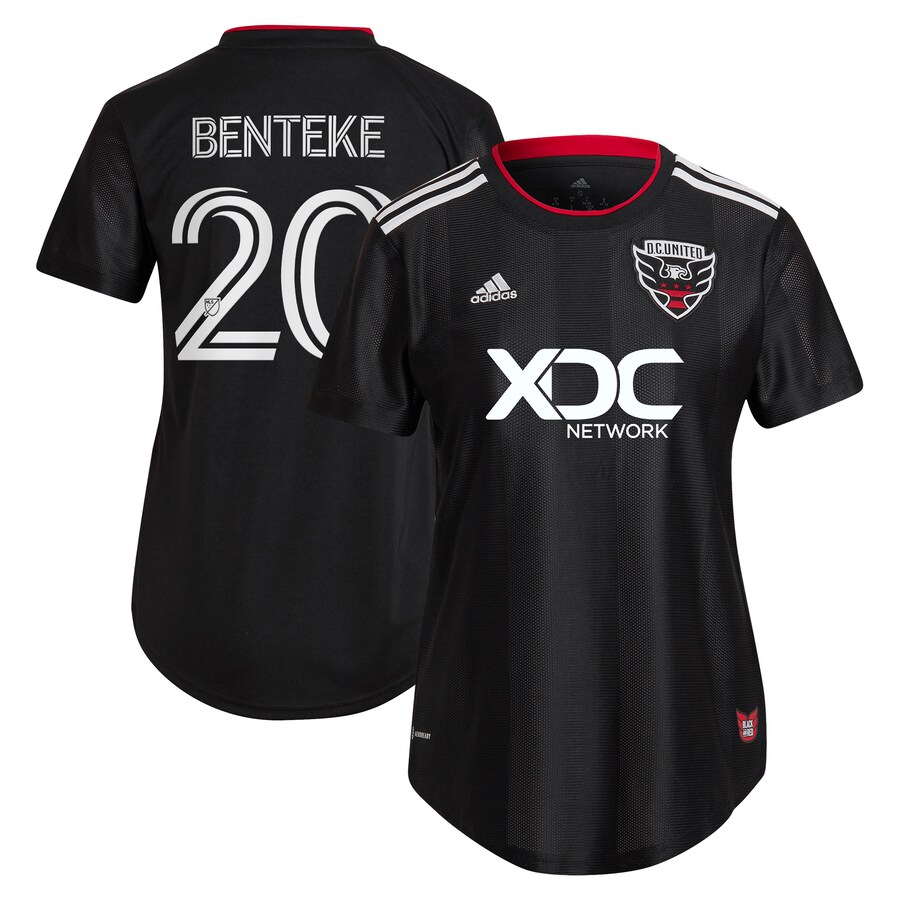 Women's D.C. United Christian Benteke adidas Black 2023 Red & Black Kit Replica Player Jersey - U-jersey