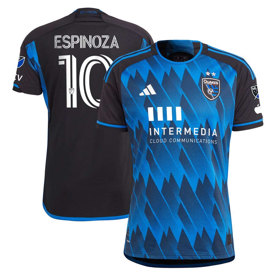 Men's San Jose Earthquakes Cristian Espinoza adidas Blue 2023 Active Fault Jersey Authentic Jersey - U-jersey