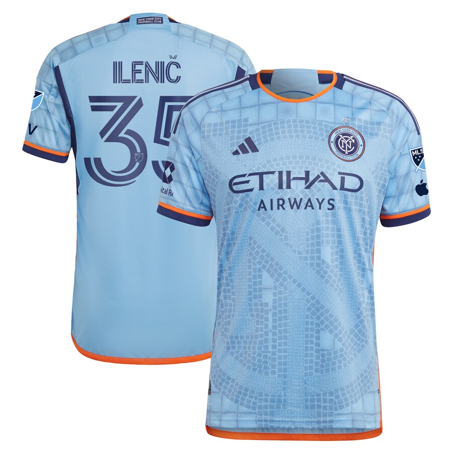Men's New York City FC Mitja Ilenič adidas Light Blue 2024 The Interboro Kit Authentic Player Jersey - U-jersey