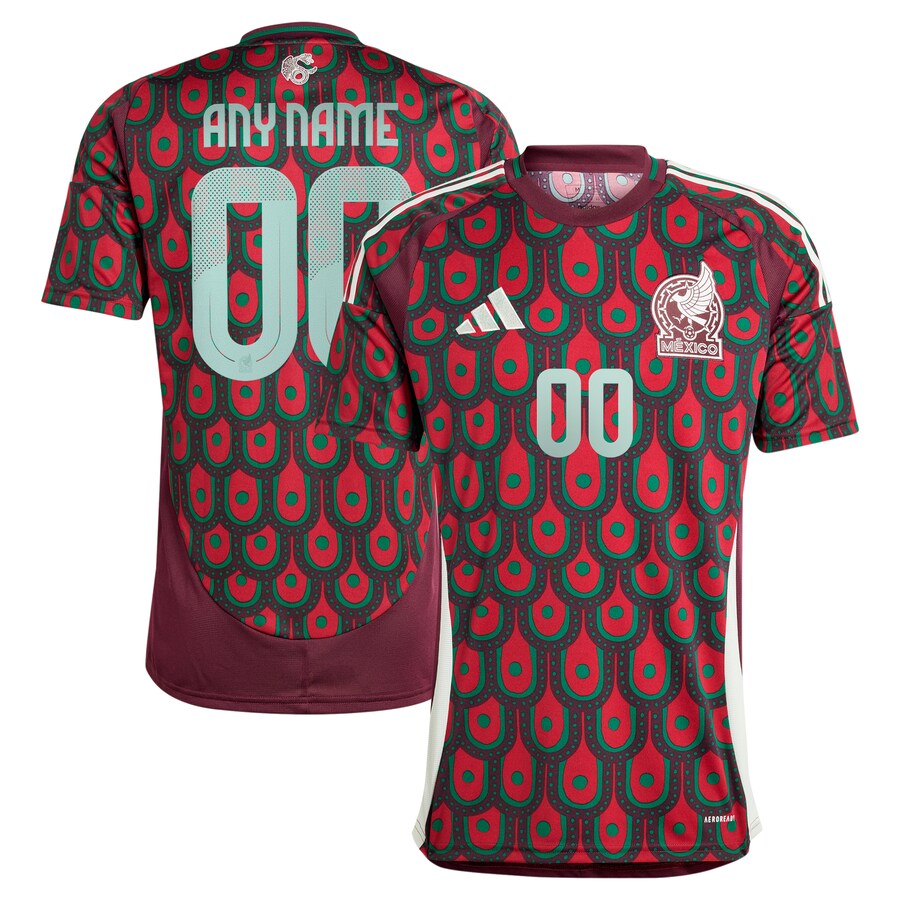 Men's Mexico National Team  adidas Burgundy 2024 Home Replica Custom Jersey - U-jersey