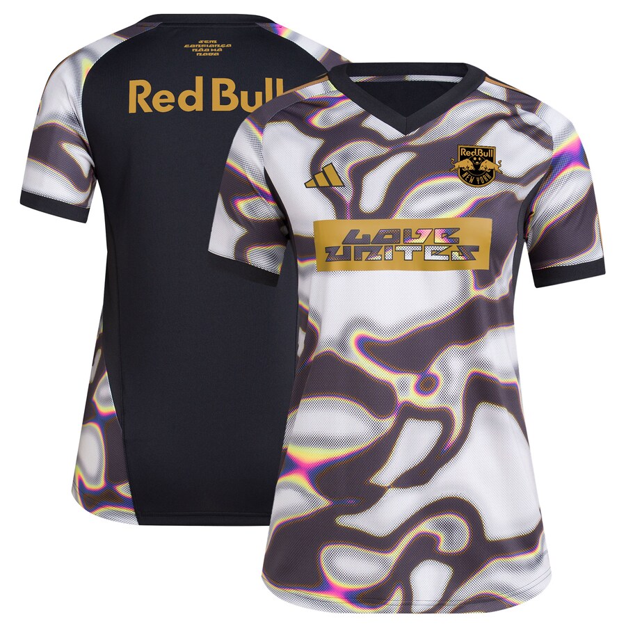 Women's New York Red Bulls adidas Black 2024 Pride Pre-Match Top - U-jersey