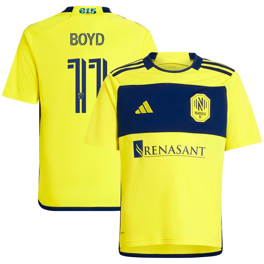 Youth Nashville SC Tyler Boyd adidas Yellow 2024 The 615 Kit Replica Player Jersey - U-jersey