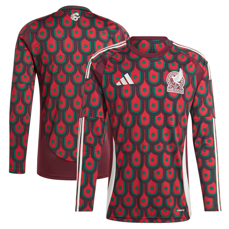 Men's Mexico National Team  adidas Burgundy 2024 Home Replica Long Sleeve Jersey - U-jersey