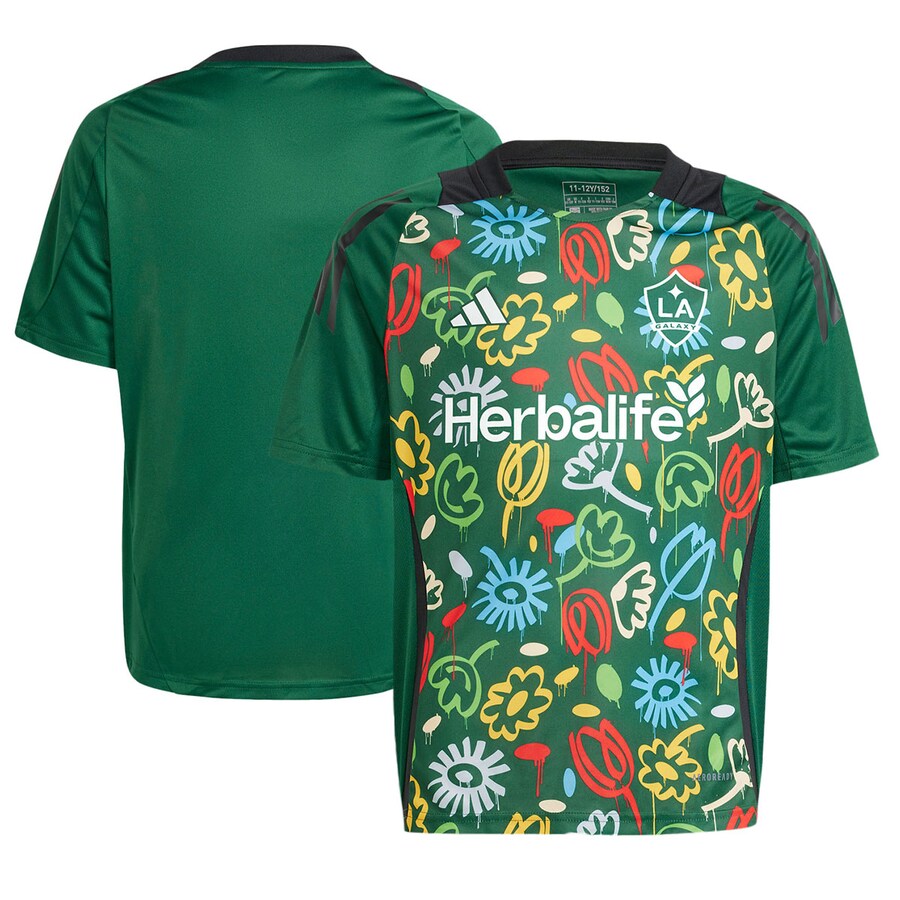 Youth LA Galaxy adidas Green 2024 One Planet Pre-Match Top - U-jersey