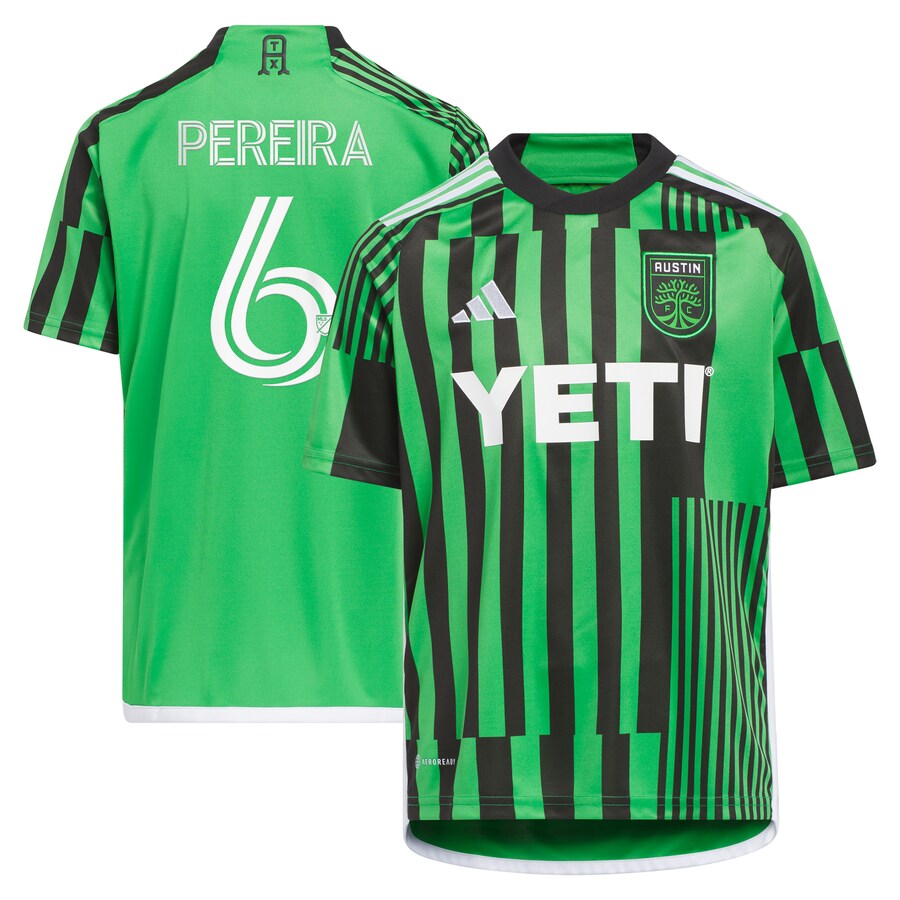 Youth Austin FC Daniel Pereira adidas Green 2024 Las Voces Kit Replica Player Jersey - U-jersey