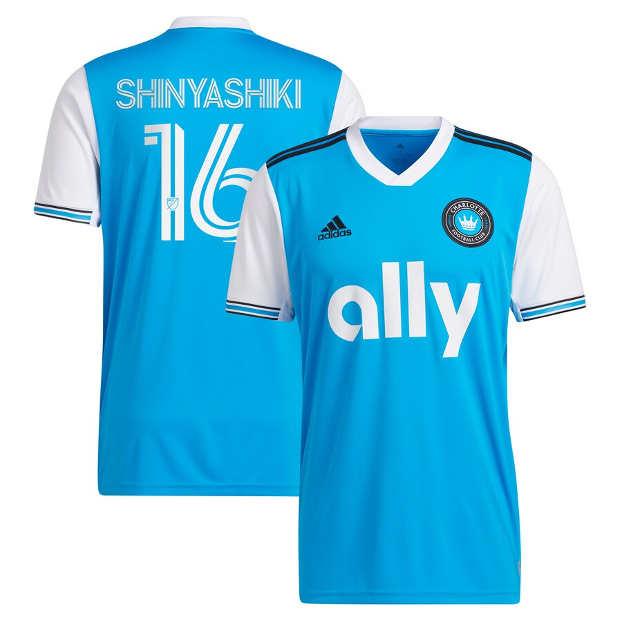 Men's Charlotte FC Andre Shinyashiki adidas Blue 2022 Primary Replica Player Jersey - U-jersey