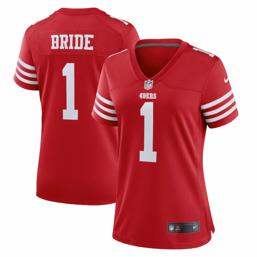 Women's San Francisco 49ers Number 1 Bride Nike Scarlet Game Jersey - U-jersey