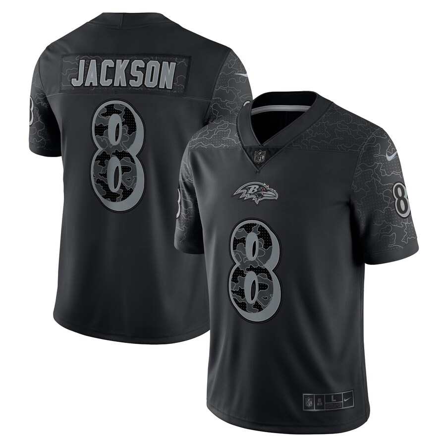 Men's Baltimore Ravens Lamar Jackson Nike Black RFLCTV Limited Jersey - U-jersey