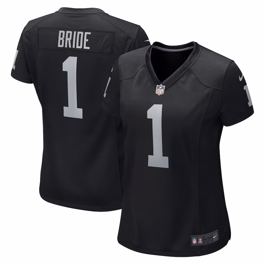 Women's Las Vegas Raiders Number 1 Bride Nike Black Game Jersey - U-jersey