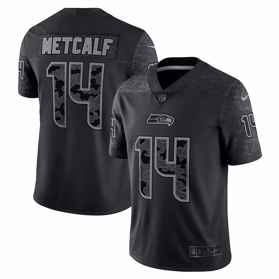 Men's Seattle Seahawks DK Metcalf Nike Black RFLCTV Limited Jersey - U-jersey