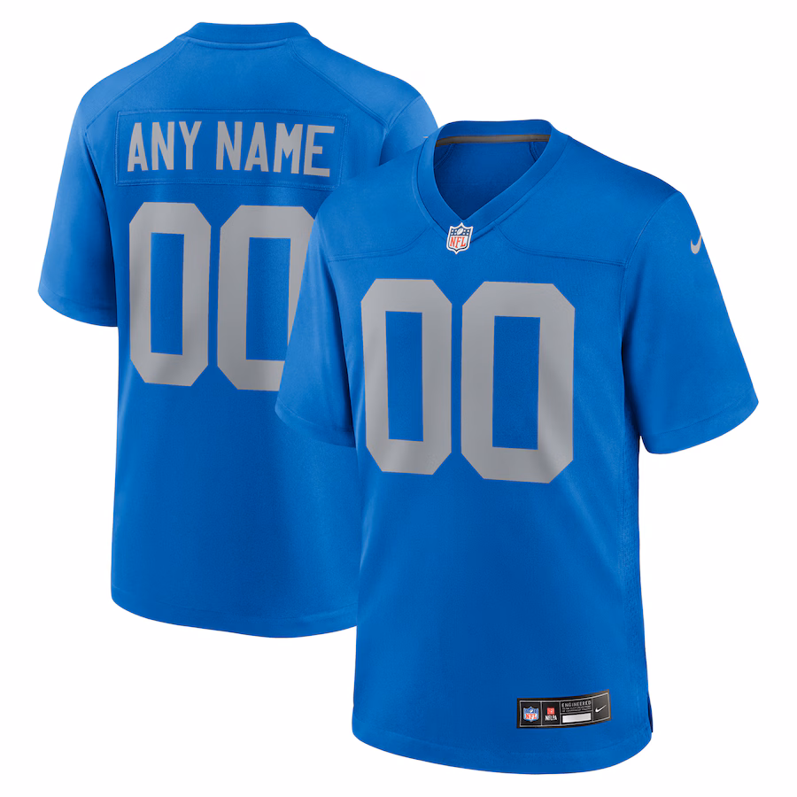 Men's Detroit Lions Nike Blue Alternate Custom Game Jersey - U-jersey