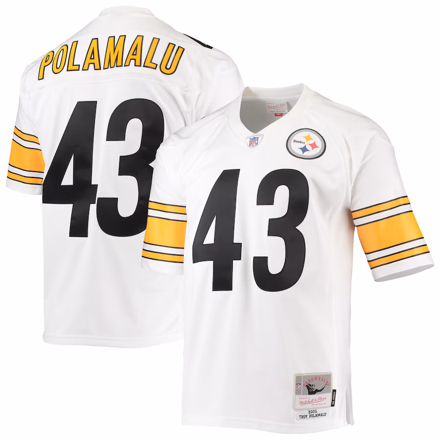 Men's Pittsburgh Steelers Troy Polamalu Mitchell & Ness White Legacy Replica Jersey - U-jersey