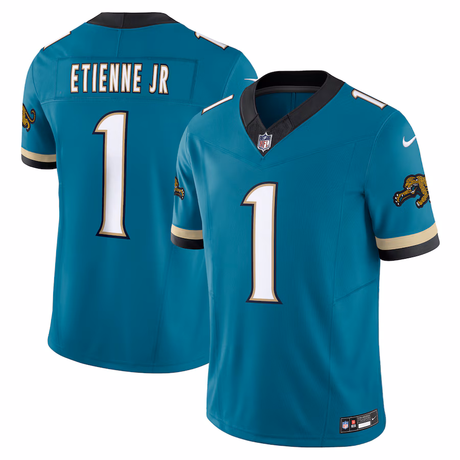 Men's Jacksonville Jaguars Travis Etienne Nike Teal Prowler Throwback Vapor F.U.S.E. Limited Jersey - U-jersey