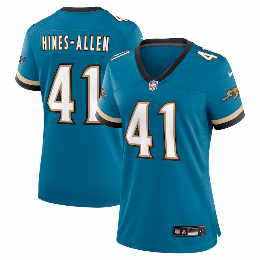 Women's Jacksonville Jaguars Josh Hines-Allen Nike Teal Prowler Throwback Game Jersey - U-jersey