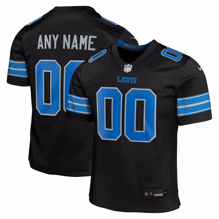 Youth Detroit Lions  Nike Black Alternate Custom Game Jersey - U-jersey