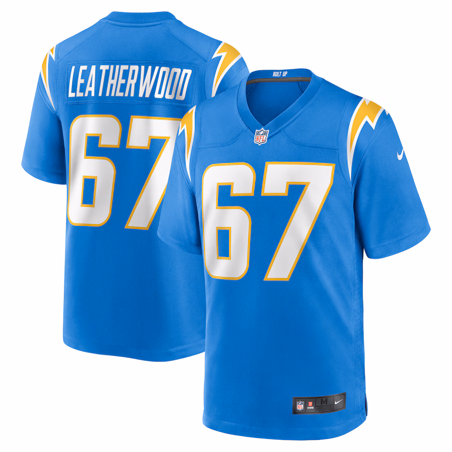 Men's Los Angeles Chargers Alex Leatherwood Nike  Powder Blue Team Game Jersey - U-jersey