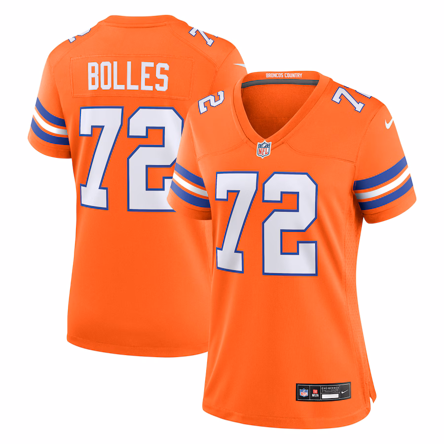 Women's Denver Broncos Garrett Bolles Nike Orange Mile High Collection 1977 Throwback Player Game Jersey - U-jersey