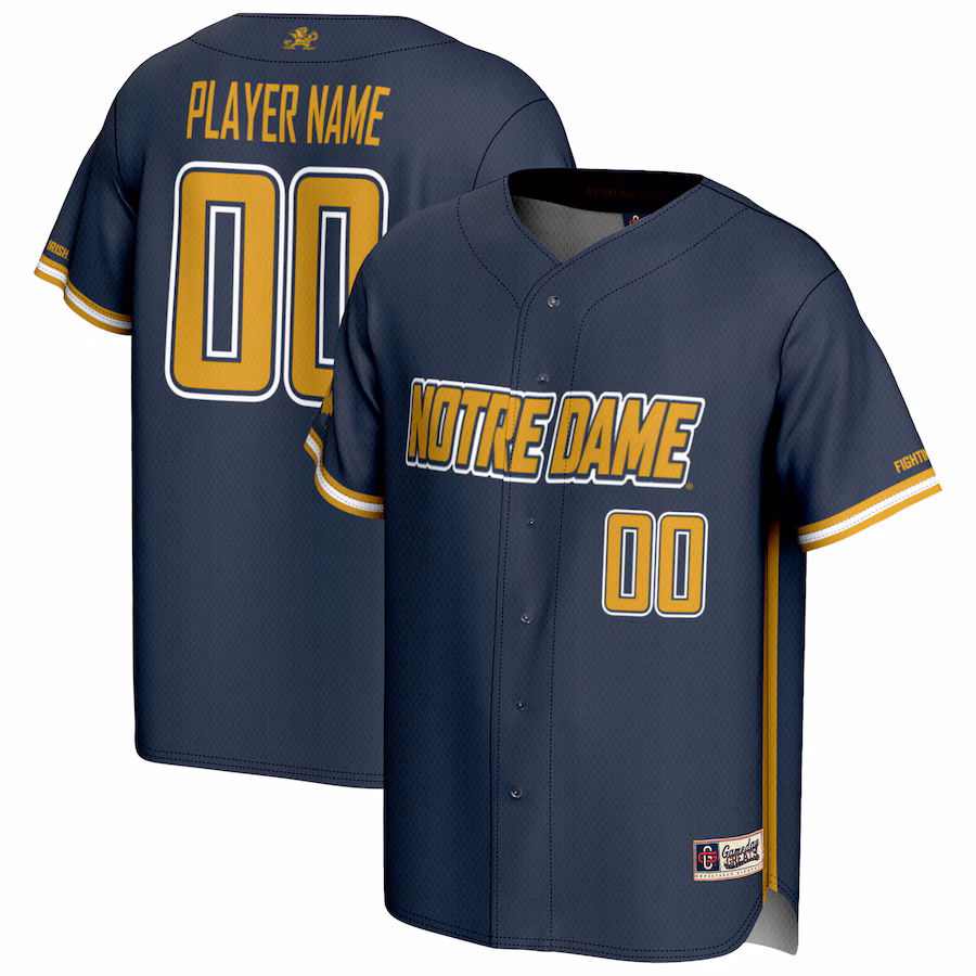 Notre Dame Fighting Irish GameDay Greats Youth NIL Pick-A-Player Baseball Lightweight Jersey - Navy - U-jersey
