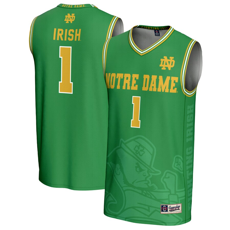 #1 Notre Dame Fighting Irish GameDay Greats Youth Icon Print Lightweight Basketball Fashion Jersey - Green - U-jersey