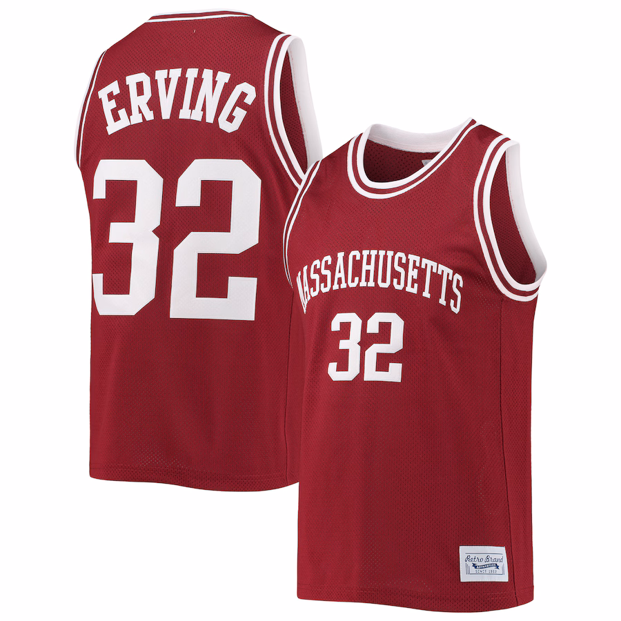 Julius Erving UMass Minutemen Original Retro Brand Commemorative Classic Basketball Jersey - Maroon - U-jersey