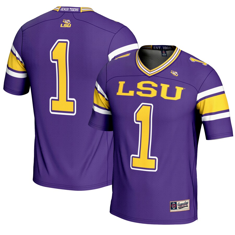 #1 LSU Tigers GameDay Greats Endzone Football Jersey - Purple - U-jersey