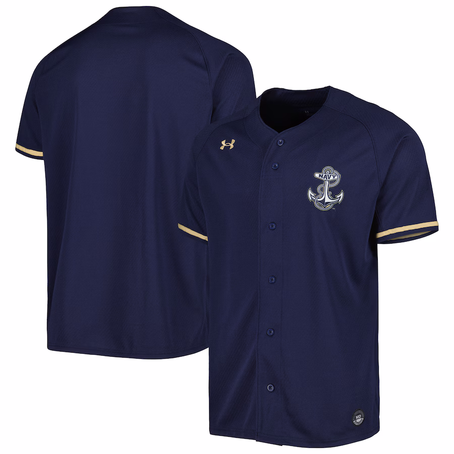 Navy Midshipmen Under Armour Replica Baseball Jersey - Navy - U-jersey