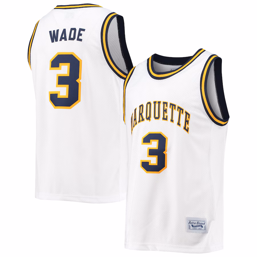Dwyane Wade Marquette Golden Eagles Original Retro Brand Commemorative Classic Basketball Jersey - White - U-jersey