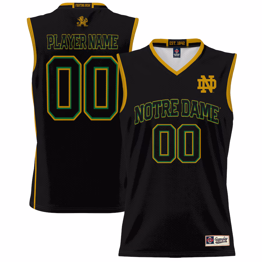 Notre Dame Fighting Irish GameDay Greats Youth NIL Pick-A-Player Lightweight Basketball Jersey - Black - U-jersey