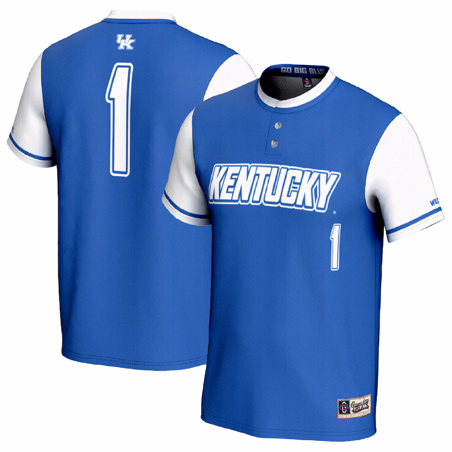 #1 Kentucky Wildcats GameDay Greats Unisex Lightweight Softball Fashion Jersey - Royal/White - U-jersey