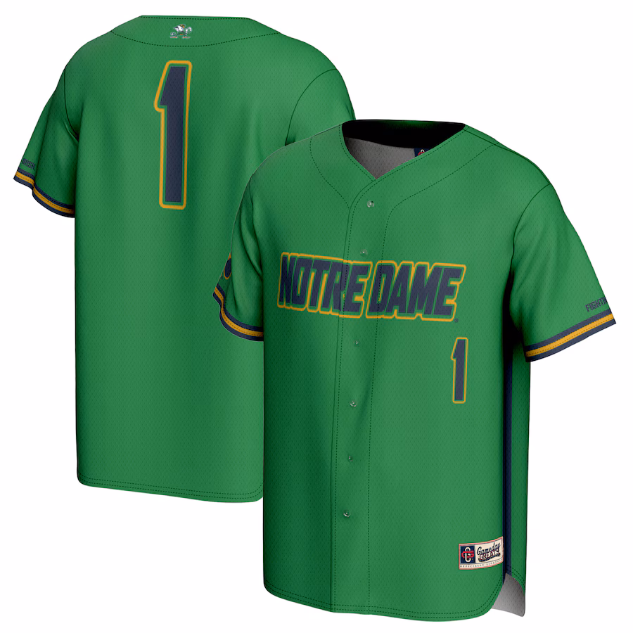 #1 Notre Dame Fighting Irish GameDay Greats Youth Lightweight Baseball Jersey - Green - U-jersey
