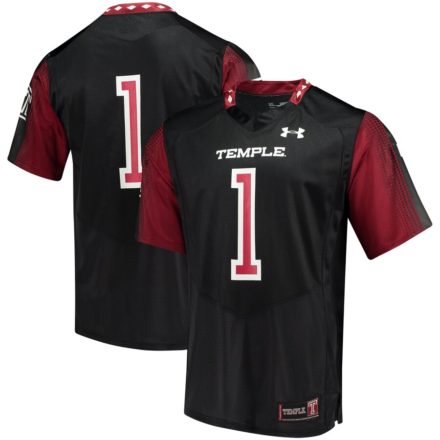 #1 Temple Owls Under Armour Replica Football Jersey - Black - U-jersey