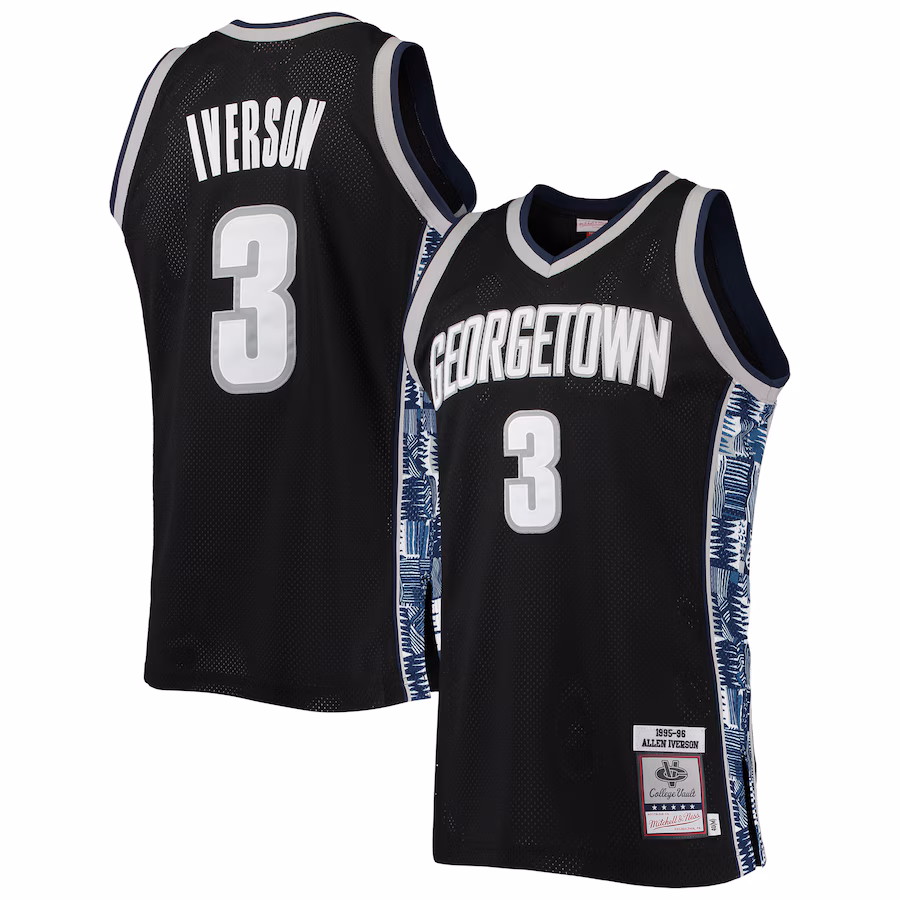 Allen Iverson Georgetown Hoyas Mitchell & Ness 1995/96 Authentic Throwback Jersey - Black - U-jersey