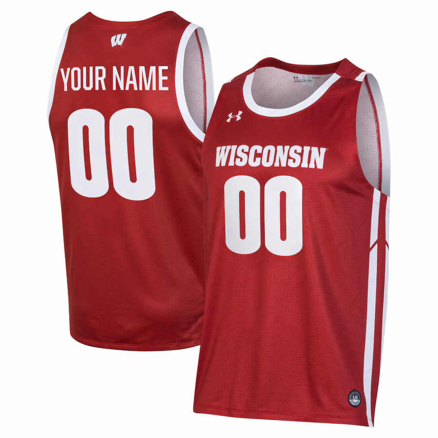 Wisconsin Badgers Under Armour Custom Alternate Basketball Jersey - Red - U-jersey