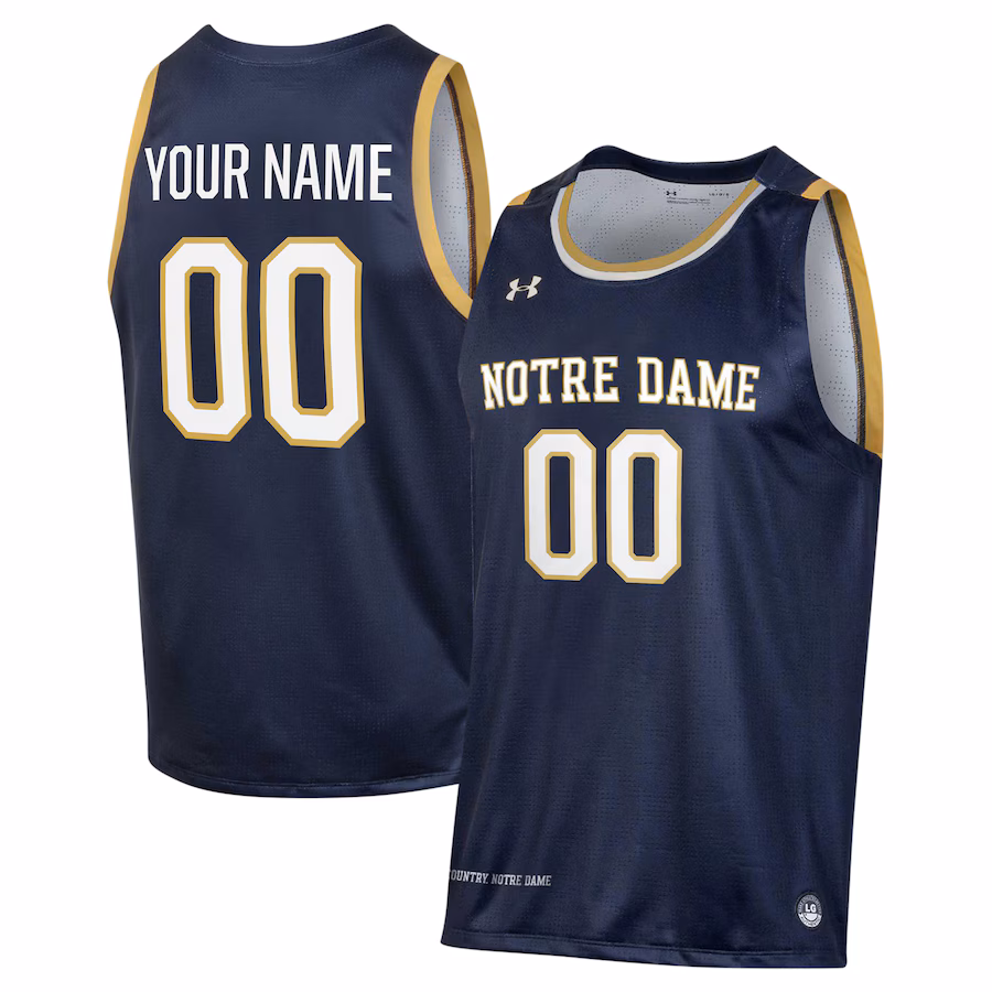 Notre Dame Fighting Irish Under Armour Custom Alternate Basketball Jersey - Navy - U-jersey