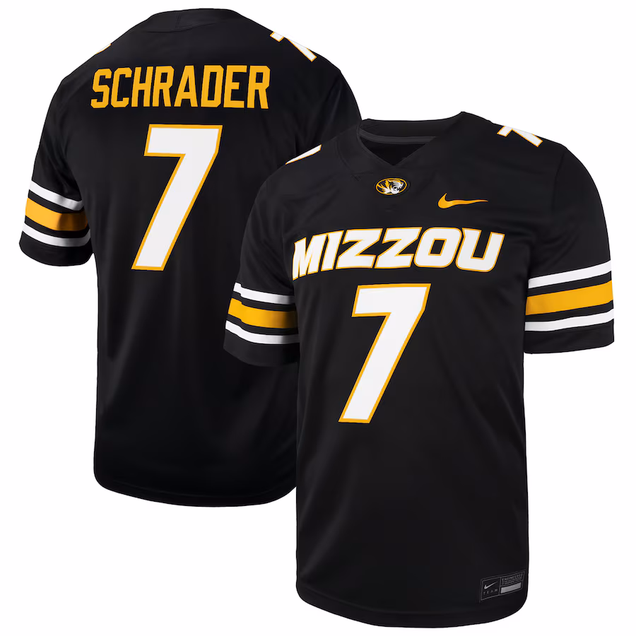 Cody Schrader Missouri Tigers Nike NIL Football Player Jersey - Black - U-jersey