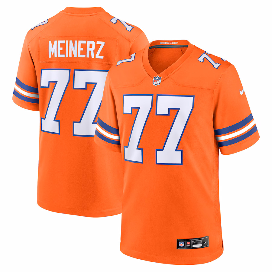 Men's Denver Broncos Quinn Meinerz Nike Orange Mile High Collection 1977 Throwback Player Game Jersey - U-jersey