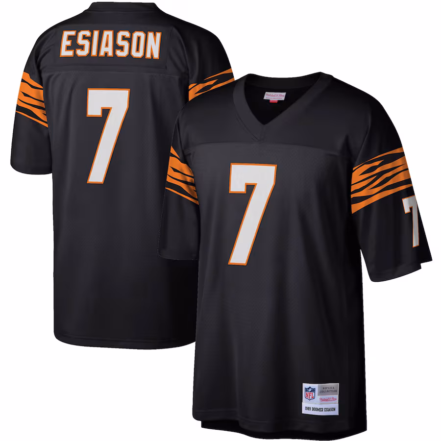Men's Cincinnati Bengals Boomer Esiason Mitchell & Ness Black Legacy Replica Jersey - U-jersey