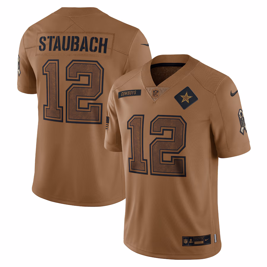 Women's Dallas Cowboys Roger Staubach Nike Brown 2023 Salute To Service Retired Player Limited Jersey - U-jersey
