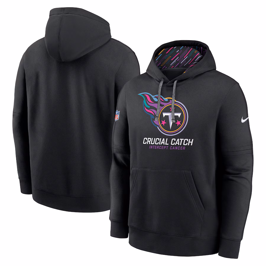 Men's Tennessee Titans Nike Black 2024 NFL Crucial Catch Club Pullover Hoodie - U-jersey