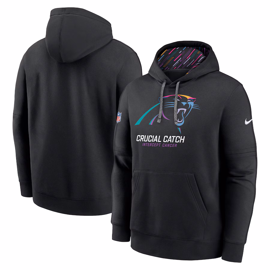 Men's Carolina Panthers Nike Black 2024 NFL Crucial Catch Club Pullover Hoodie - U-jersey