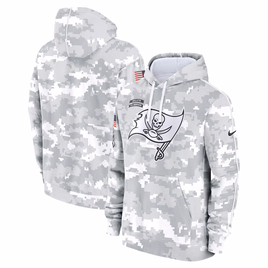 Men's Tampa Bay Buccaneers Nike Arctic Camo 2024 Salute to Service Club Fleece Pullover Hoodie - U-jersey