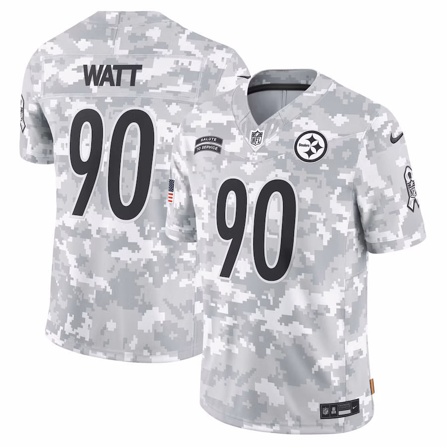 Men's Pittsburgh Steelers T.J. Watt Nike Arctic Camo 2024 Salute to Service Limited Jersey - U-jersey