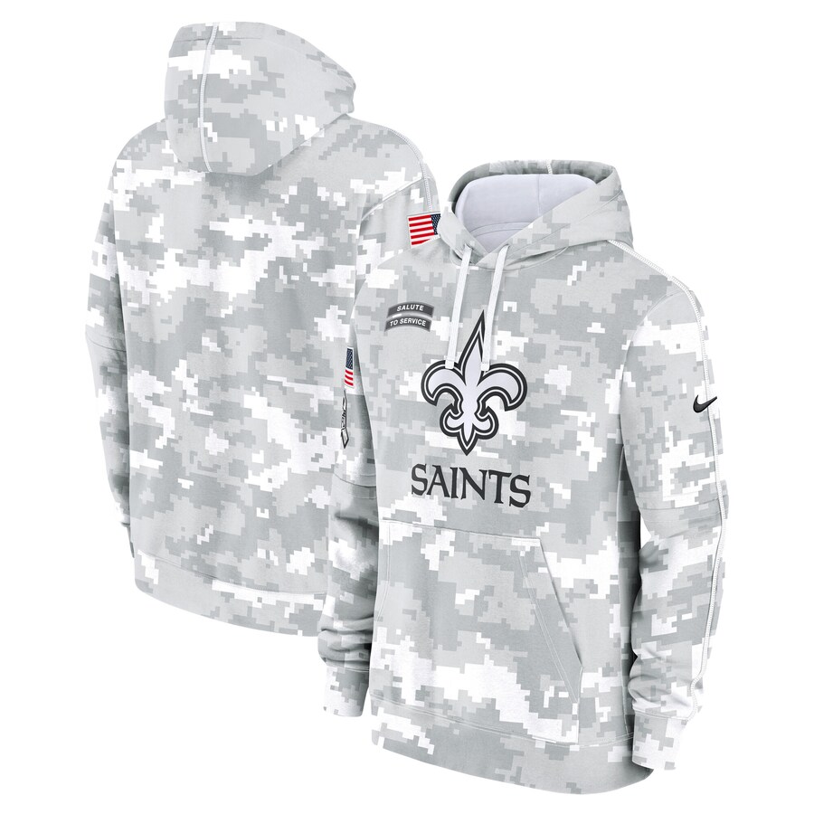Men's New Orleans Saints Nike Arctic Camo 2024 Salute to Service Club Fleece Pullover Hoodie - U-jersey