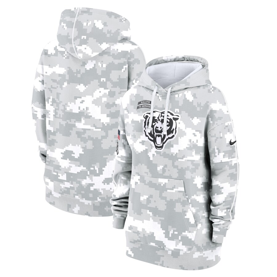 Women's Chicago Bears Nike Arctic Camo 2024 Salute To Service Club Fleece Pullover Hoodie - U-jersey