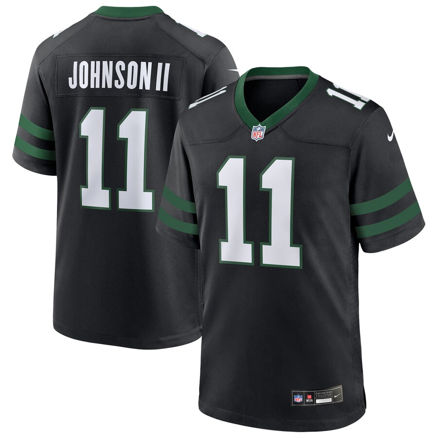 Men's New York Jets Jermaine Johnson II Nike Legacy Black Alternate Game Jersey - U-jersey